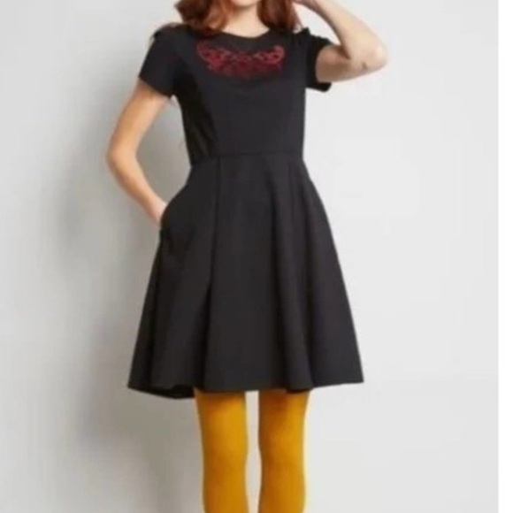 Modcloth Embroidered Fit & Flare Dress - Picture 3 of 6